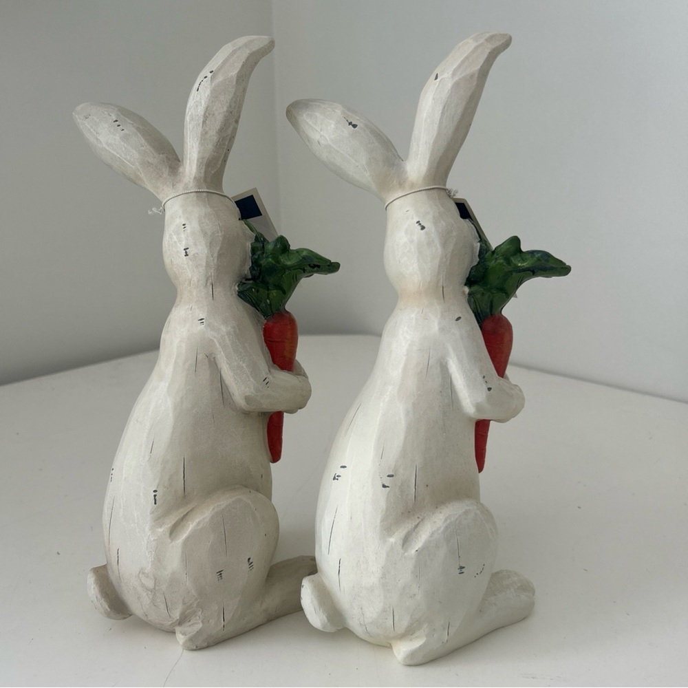 White Bunny Figurines with Carrots by Martha Stewart Set of 2 - Picture 3 of 9